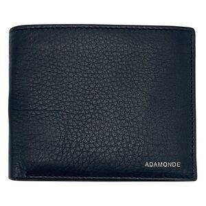 Men's minimalist dark blue genuine leather wallet with ID window